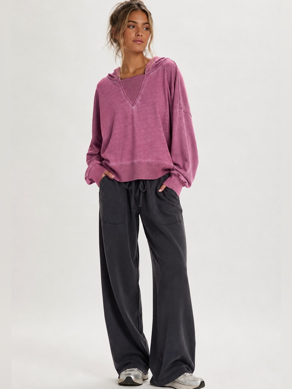 FP Movement by Free People Washed Pink Hooded Pullover Sweatshirt Athleisure